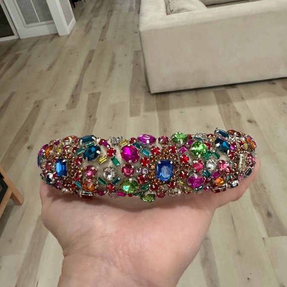 Jennifer Behr Mimi Embellished Headband colorful rainbow silk jewels - Picture 9 of 14